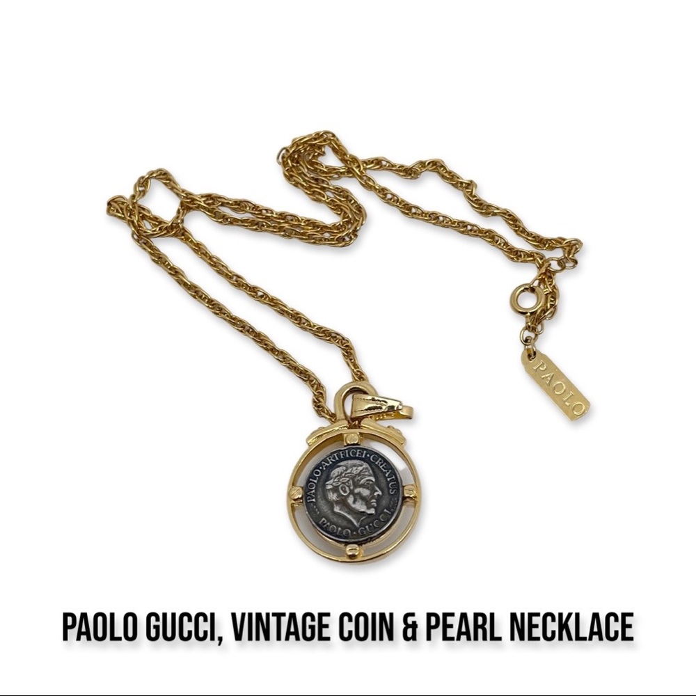 Fabulous Vintage 80's GUCCI Coin & Pearl Necklace